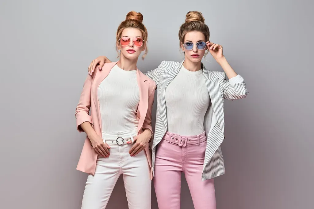 Deux jeunes femmes en tenues roses et blanches assorties, incarnant une tendance mode partagée sur les réseaux sociaux
